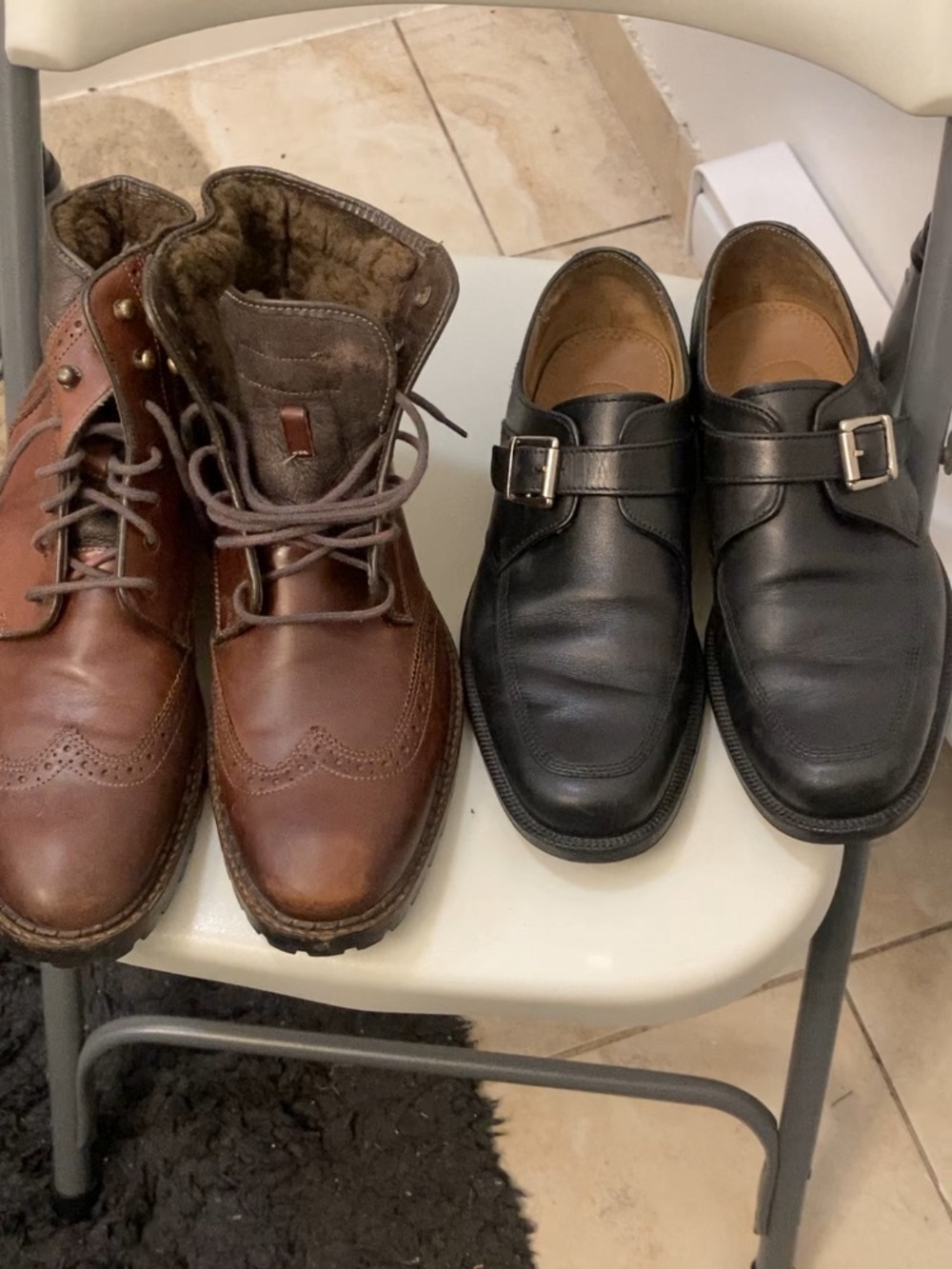 2 pairs Mens Size 8 genuine Leather Monk Strap Dress Shoes - sterling lining